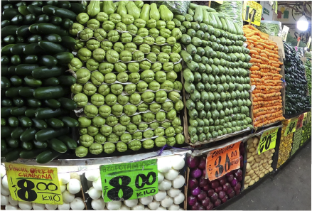 Verduras en exhibición